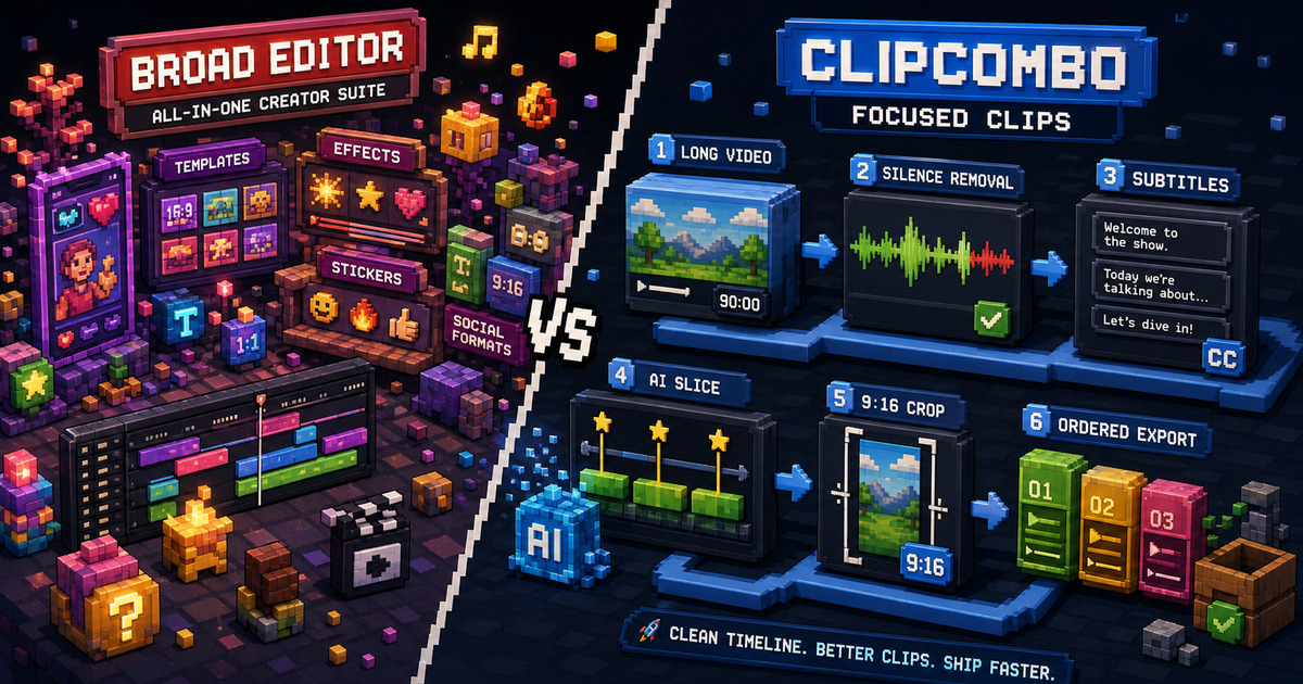 ClipCombo as a CapCut alternative for long video clipping