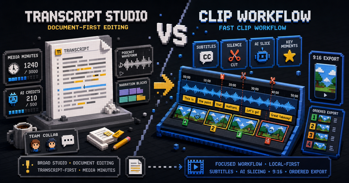 Descript and ClipCombo workflow comparison